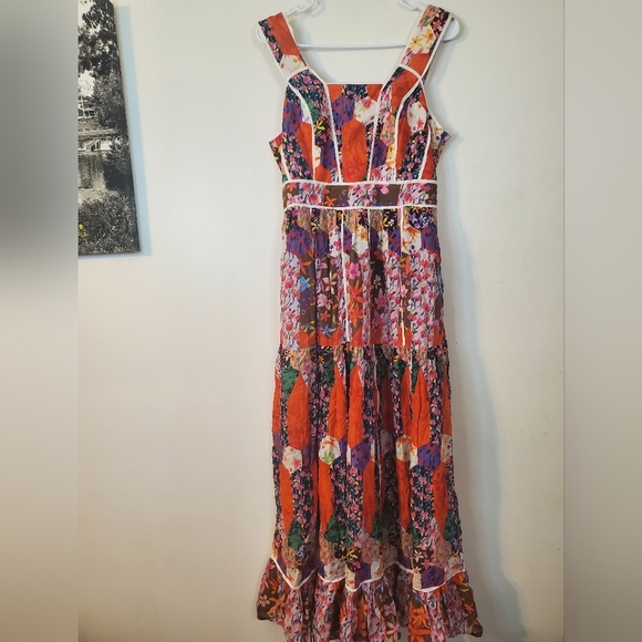 NWT Anthropologie Bhanuni By Jyoti Square Neck Maxi Dress Size 4 Garden Party - Picture 5 of 16